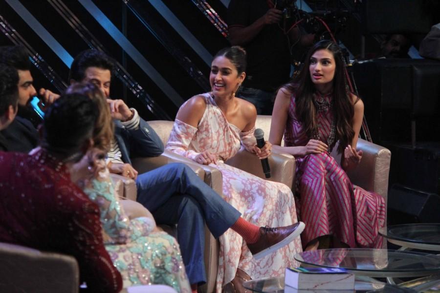 Bollywood celebs ILeana Dcruz, Sonakshi Sinha, Anil Kapoor and Athiya Shetty during the promotion of film Mubarakan on the sets of Star Plus TV show Nach Baliye Season 8 on June 22, 2017 in Mumbai. Ileana D'Cruz,Sonakshi Sinha,Arjun Kapoor,Anil Kapoor,Nach Baliye season 8,Mubarakan,Mubarakan promotion,Mubarakan movie promotion,Mubarakan on the sets Nach Baliye Season 8