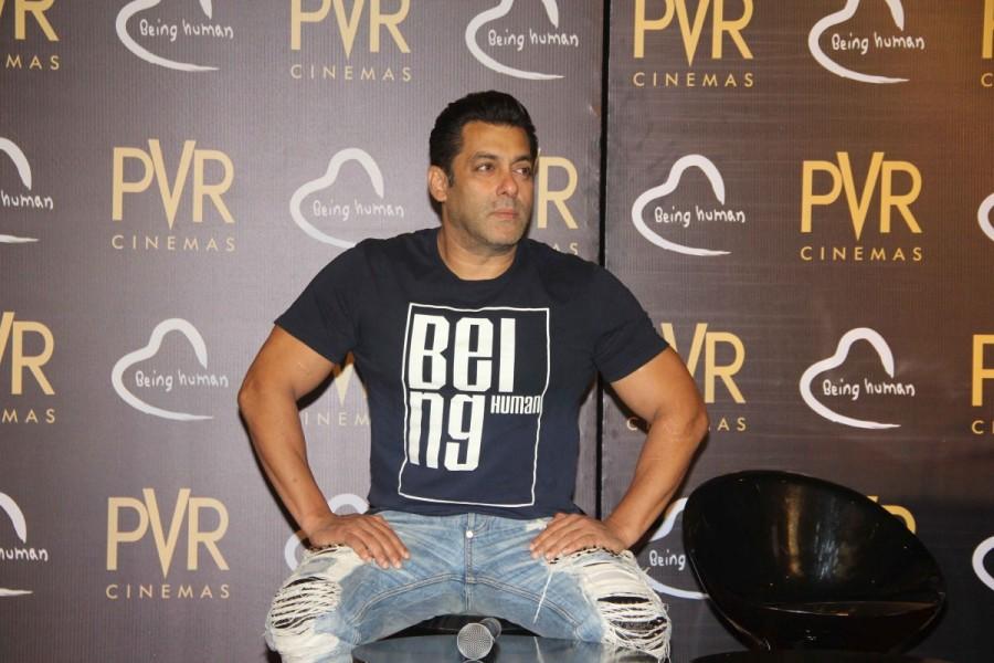 Bollywood Actor Salman Khan during the announcement of the association with Being Human Foundation and PVR Cinemas. Being Human Foundation,Salman Khan,actor Salman Khan,PVR Cinemas