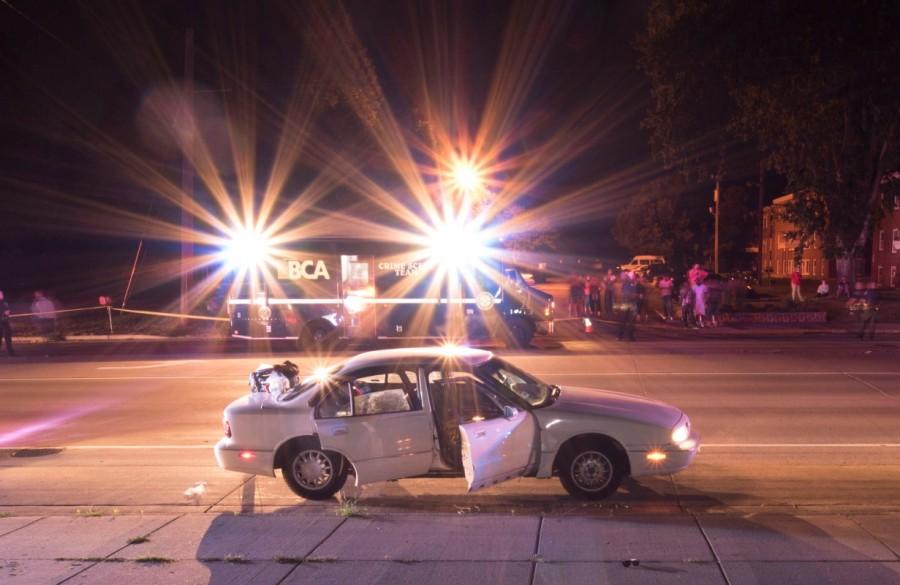 The car of Philando Castile is seen surrounded by police vehicles in an evidence photo taken after he was fatally shot by St. Anthony Police Department officer Jeronimo Yanez during a traffic stop in July 2016. Philando Castile shooting,Philando Castile,philando castile death,Philando Castiles girlfriend,Yanez fatally shot
