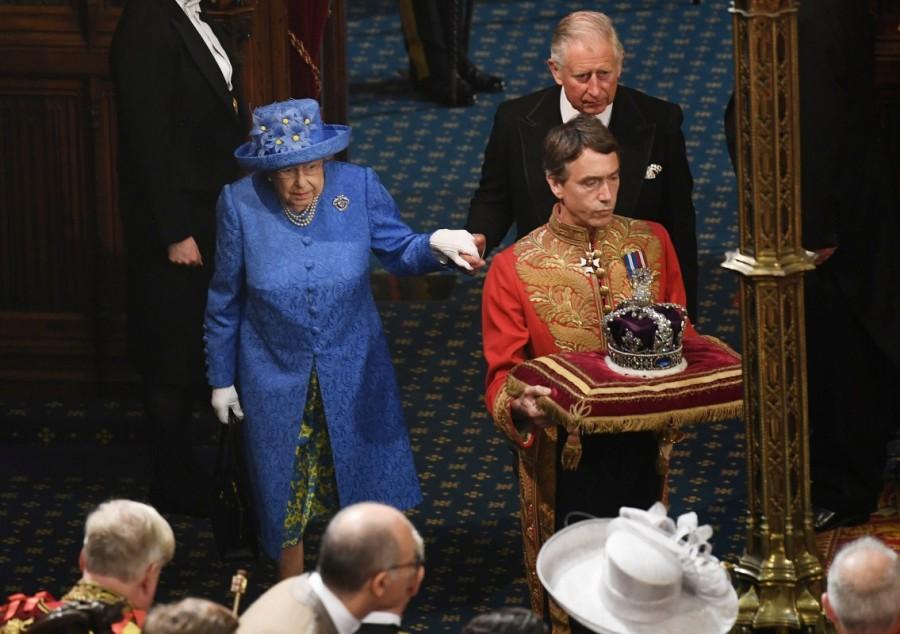 Britain's Queen Elizabeth and Prince Charles attend the State Opening of Parliament in central London, Britain June 21, 2017. Queen Elizabeth,European Union flag,Queen Elizabeth opens UK parliament,UK parliament,Britain's Queen Elizabeth,Prince Charles