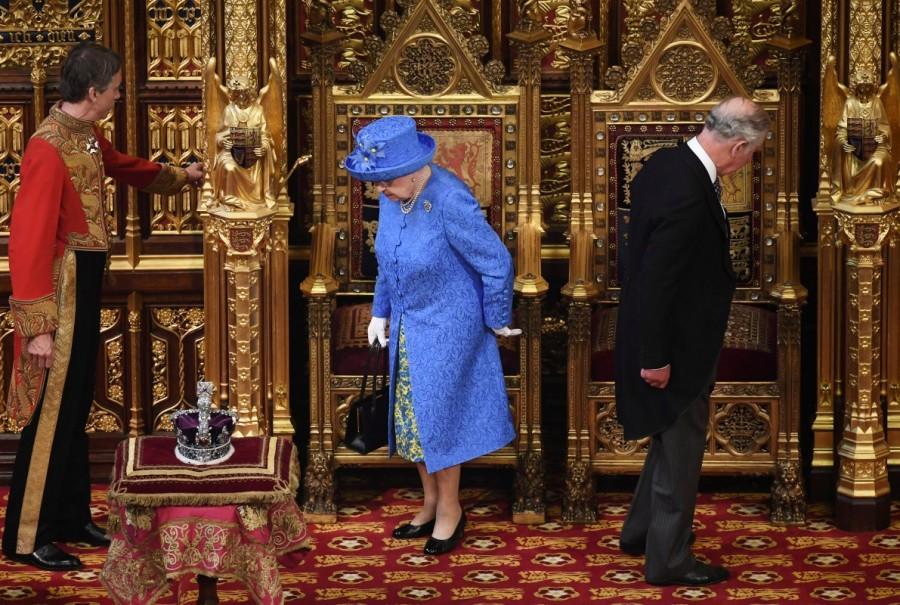 Britain's Queen Elizabeth & Prince Charles attend the State Opening of Parliament in central London Britain June 21, 2017. Queen Elizabeth,European Union flag,Queen Elizabeth opens UK parliament,UK parliament,Britain's Queen Elizabeth,Prince Charles