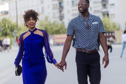Gabrielle Union, Dwyane Wade outside the Lanvin show.