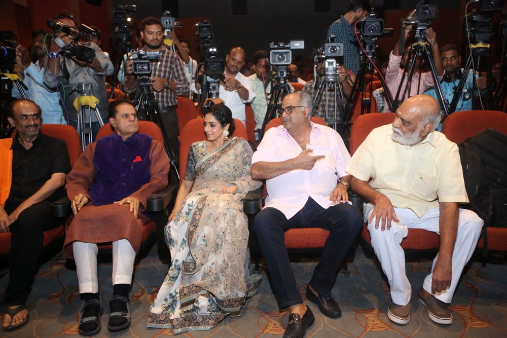 T Subbarami Reddy, Sridevi, Boney Kapoor, K Raghavendra Rao at Mom movie Trailer Launch. Mom Movie Trailer,Mom Trailer,Mom movie Trailer,Sridevi,Boney Kapoor,T Subbarami Reddy,K Raghavendra Rao,D Suresh Babu,Kona Venkat,Mom Trailer Launch,Mom Trailer Launch pics,Mom Trailer Launch images,Mom Trailer Launch stills,Mom Trailer Launch pictures