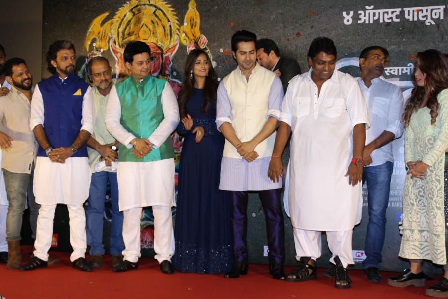 Actors Alia Bhatt and Varun Dhawan came together to launch a Ganapati song from choreographer-director Ganesh Acharya's upcoming Marathi film "Bhikari". The launch took place on Sunday. Praising Acharya, Varun said: "Masterji (Ganesh) has been biggest part of my life. I know him since my childhood. I have grown up in front of him, so I am a bit emotional launching his film's song. Many choreographers choreograph songs from their mind, but he is the only person who choreographs songs from his heart." Varun Dhawan and Alia Bhatt,Varun Dhawan,Alia Bhatt,Bhikari Marathi film song launch,Bhikari Marathi,Bhikari Marathi film song launch pics,Bhikari Marathi film song launch images,Bhikari Marathi film song launch stills,Bhikari Marathi film song launch pic