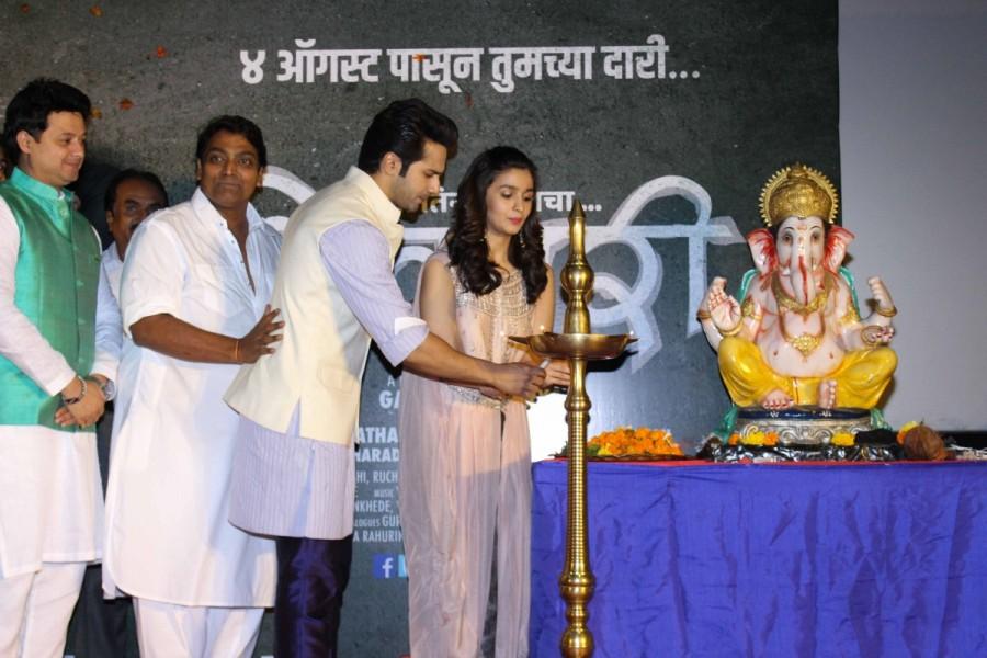 Talking about the song, Acharya said: "I am really happy that my Ganapati song has been launched by Varun and Alia. We have worked very hard for the film. We are not looking this film as Hindi or Marathi as we have tried to raise the bar and scale of the film." Varun Dhawan and Alia Bhatt,Varun Dhawan,Alia Bhatt,Bhikari Marathi film song launch,Bhikari Marathi,Bhikari Marathi film song launch pics,Bhikari Marathi film song launch images,Bhikari Marathi film song launch stills,Bhikari Marathi film song launch pic