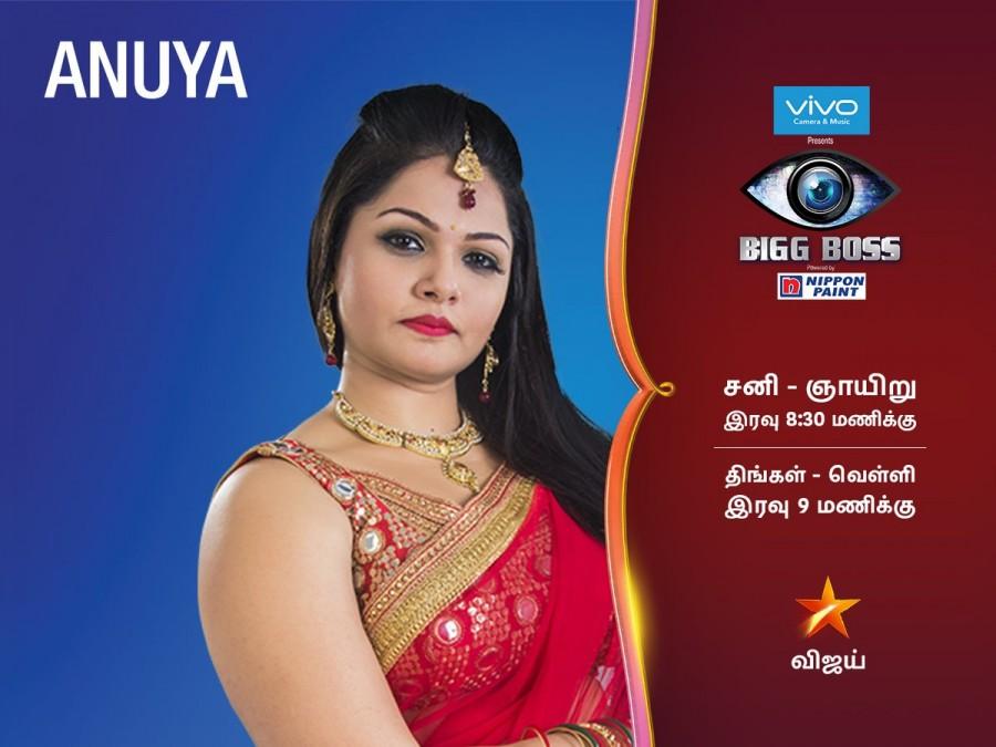 Anuya Oviya,Vaiyapuri,Ganja Karuppu,Sakthi Vasu,Aarar,Bharani,Ganesh Venkatraman,Shree,Raiza,Anuya Bhagvath,Gayathri Raguram,Aarthi Ganesh,Namitha,Snehan,Jallikattu Juliana,Juliana