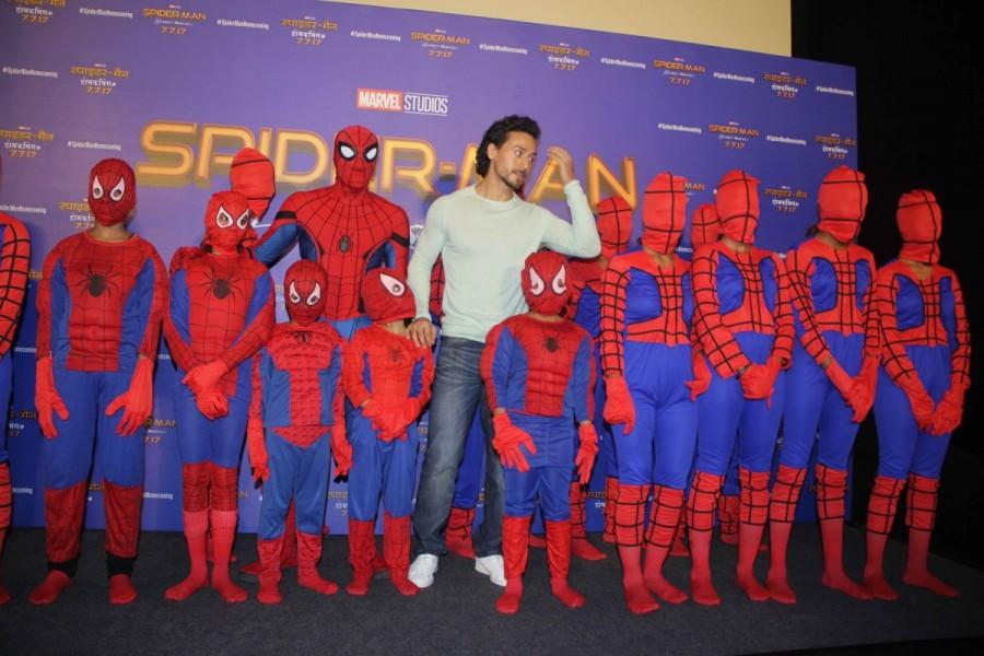 Bollywood actor Tiger Shroff during a media interaction on Hindi version of Hollywood film Spider-Man: Homecoming. Tiger Shroff,actor Tiger Shroff,Spider-Man,Hindi version of film Spider-Man