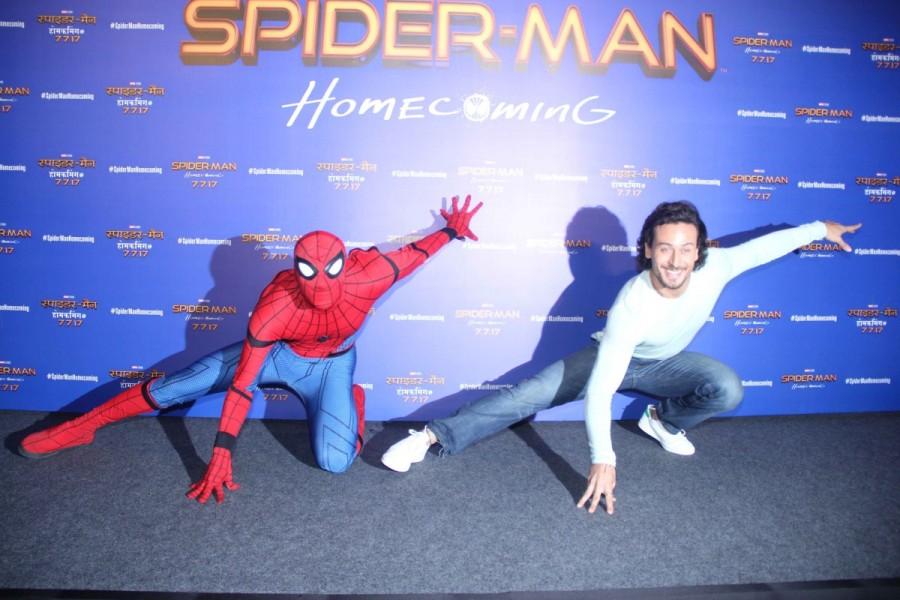Bollywood actor Tiger Shroff during a media interaction on Hindi version of Hollywood film Spider-Man: Homecoming, in Mumbai. Tiger Shroff,actor Tiger Shroff,Spider-Man,Hindi version of film Spider-Man