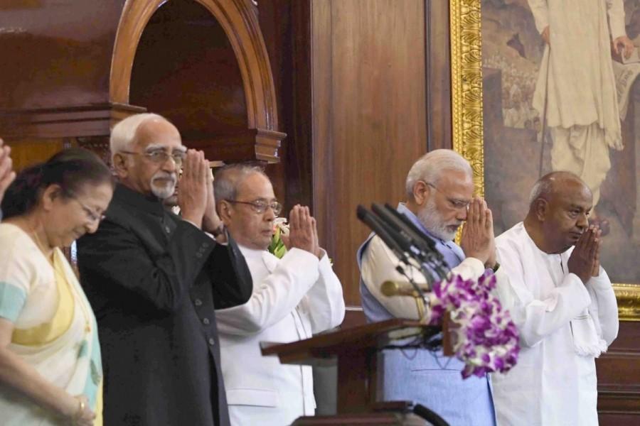 Addressing the gathering, President Pranab Mukherjee said the introduction of GST is a moment of precedent for the country and a matter of personal satisfaction for him because of his role as Finance Minister earlier. "I had always believed that GST was a matter of time and was happy when it was enacted and I gave assent to the Constitution amendment last year," he said. He said the new law is a tribute to the maturity and wisdom of Indian democracy. The GST Council was a unique experiment under the Indian Constitution because of the shared sovereignty. In his speech, Modi said the roll out of GST is the best example of cooperative federalism and success of Indian democracy. "The credit for the new law does not go to one party or one government but was a shared legacy of all," he said. In a veiled rejoinder to opposition criticism of the midnight function in Parliament, the Prime Minister said there cannot be a "better and sacred" venue than the Central Hall for the historic roll out. GST rolls out,GST,GST launch,GST Launch Parliament,GST Launch June 30 Midnight,GST Launch June 30,GST Launch Midnight,GST Launch LIVE Updates,gst launch from july 1