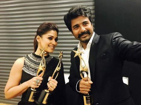 Velaikkaran pair Sivakarthikeyan and Nayanthara at SIIMA awards 2017.