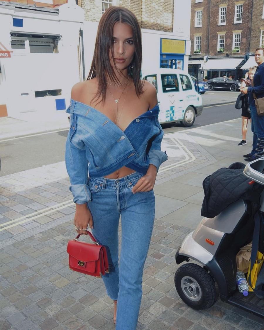 American model Emily O'Hara Ratajkowski flaunts her assets in an off-shoulder denim jacket. Emily Ratajkowski,Emily Ratajkowski bikini pics,Emily Ratajkowski bikini images,Emily Ratajkowski bikini stills,Emily Ratajkowski curves,Emily Ratajkowski curves pics,Emily Ratajkowski flaunts curves,Emily Ratajkowski curves pics,Emily Ratajkowski curves