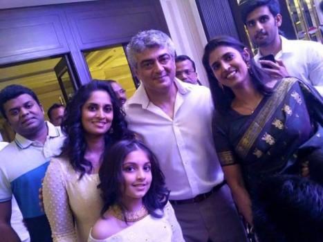 Vivegam star Ajith Kumar with his family.