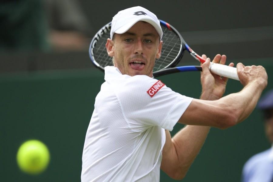 Australian tennis player John Millman in action against Spain's Rafael Nadal during men's singles first round of Wimbledon 2017 in London, England on July 3, 2017. Nadal won. Rafael Nadal,Rafael Nadal wins John Millman,John Millman,Wimbledon 2017,Rafael Nadal at Wimbledon 2017,Rafael Nadal at Wimbledon