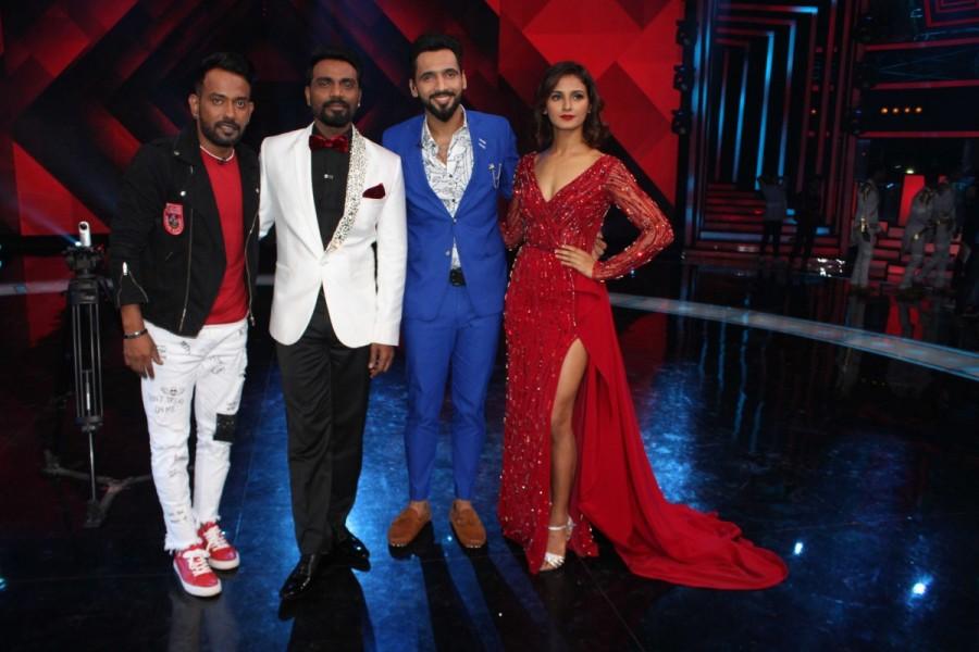 Choreographers and judges Remo D'souza, Shakti Mohan, Dharmesh Yelande and Punit Pathak on the sets of television show "Dance Plus Season 3" in Mumbai. Remo D'souza,Shakti Mohan,Dharmesh Yelande,Dance Plus Season 3,Dance Plus 3