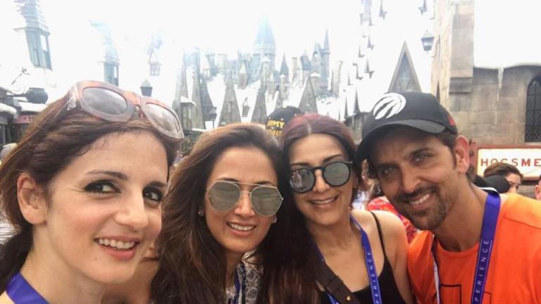 "Fun. Friends. Universal Studios. Orlando. Summer Vacation. Sussanne Khan. Gayatri Oberoi. Hrithik Roshan," Sonali captioned the image. Hrithik Roshan and Sussanne Khan,Hrithik Roshan,Sussanne Khan,Hrithik Roshan and Sussanne Khan reunite,Sussanne,Hrehaan and Hridhaan,Hrehaan,Hridhaan,Hrithik Roshan sons