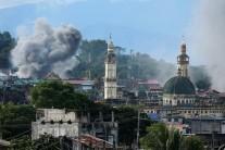 Smoke is seen following a Philippine Army airstrike.