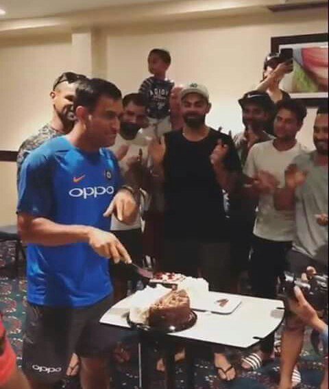Former India captain Mahendra Singh Dhoni celebrated his 36th birthday in Kingston with wife Sakshi and members of the Indian team. Virat Kohli,MS Dhoni's 35th Birthday,Dhoni's 35th Birthday,Dhoni 35th Birthday,Dhoni Birthday,Dhoni Birthday celebrations,Dhoni Birthday celebration,Dhoni Birthday celebration pics,Dhoni Birthday celebration images,Dhoni Birthday celebration sti