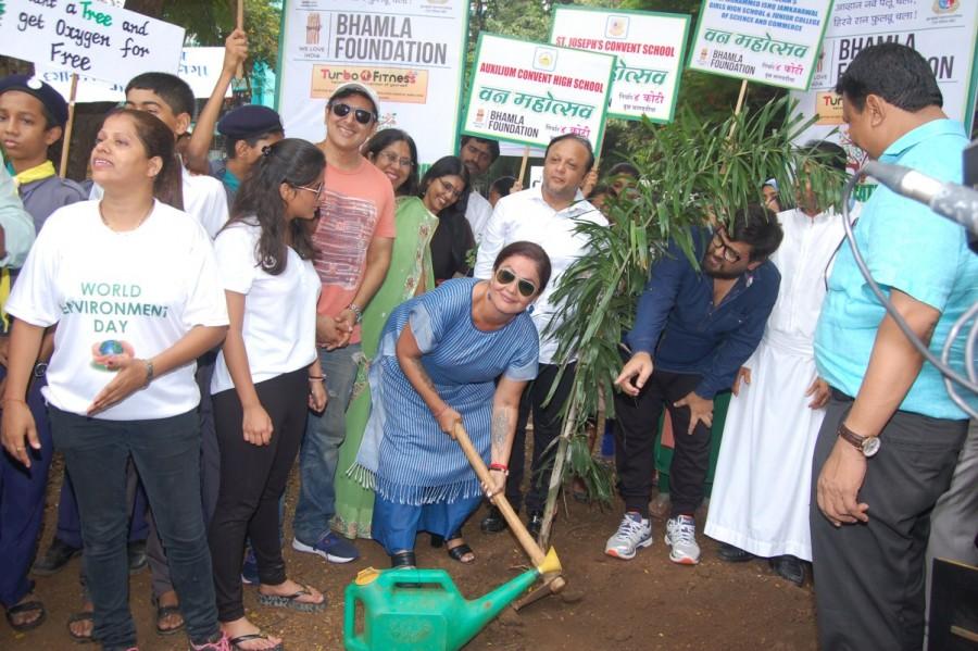 The Van Mahautsav event being organized by the Bhamla Foundation in collaboration with the Ministry of Environment, Forest Department, the MCGM and the Green Army on 7th July 2017 from 11 am to 1 pm at St Stanislaus High School, Bandra. Pooja Bhatt,Shaan,Wajid Khan,Van Mahautsav by Bhamla Foundation,Bhamla Foundation