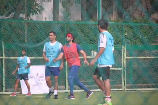 Actor Ranbir Kapoor spotted playing football at Bandra.