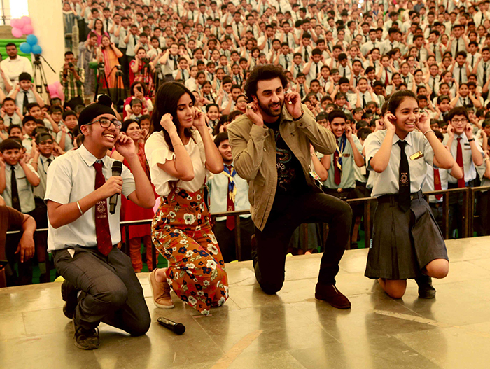 The school campus had hundred percent attendance where all the kids had turned up to see both Ranbir and Katrina. Ranbir and Katrina not only met kids but also addressed them about their film 'Jagga Jasoos'. Jagga Jasoos,Ranbir Kapoor and Katrina Kaif,Ranbir Kapoor,Katrina Kaif,Jagga Jasoos promotion,Jagga Jasoos movie promotion