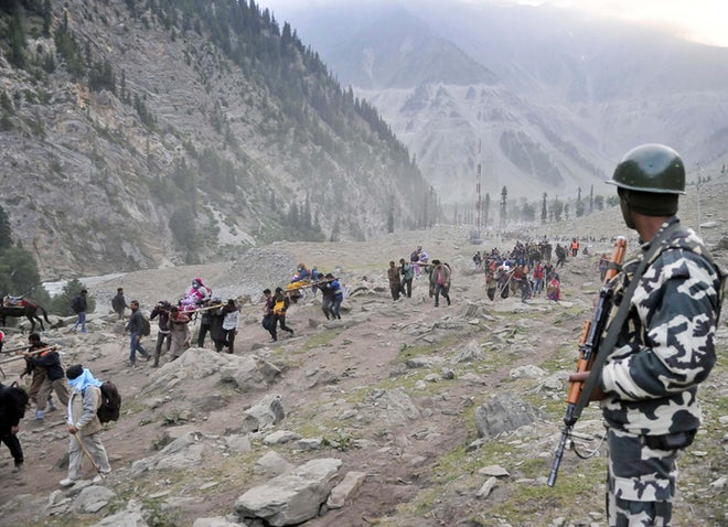 The last known terror attack on the Amarnath Yatra was the killing of 30 persons, mostly pilgrims, in the base camp in Pahalgam in 2000. A CRPF statement said the bus was not part of the official yatra and not registered with the Amarnath Shrine Board. In the national capital, National Security Advisor Ajit Doval apprised Prime Minister Narendra Modi of the incident. Union Home and Defence Ministry officials were huddled in a meeting to take stock of the latest situation. Prime Minister Modi tweeted: "Pained beyond words on the dastardly attack on peaceful Amarnath Yatris in J&K. The attack deserves strongest condemnation from everyone." Amarnath Yatra,Amarnath Yatra Attack,Amarnath Yatra Pilgrim Attack,Amarnath Yatra Terrorist Attack,Amarnath yatra terrorists,Jammu and Kashmir