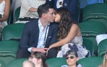 Vicky Pattison passionately smooches beau John Noble at Wimbledon.