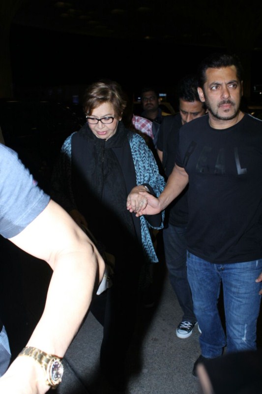 Salman Khan & his mother Helen spotted at International airport for IIFA Awards. Salman Khan with Mom Helen,Salman Khan,actor Salman Khan,IIFA 2017,Salman Khan at IIFA 2017,Salman Khan at IIFA,Helen,Salman mother Helen