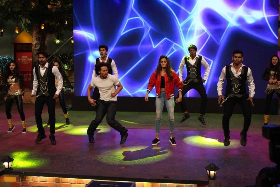 Actors Tiger Shroff and Nidhi Agerwal at The Kapil Sharma Show to promote their upcoming film "Munna Michael" in Mumbai on July 13, 2017. Tiger Shroff and Nidhi Agerwal,Tiger Shroff,Nidhi Agerwal,The Kapil Sharma Show,Munna Michael,Munna Michael promotion,Munna Michael movie promotion,Munna Michael promotion on The Kapil Sharma Show