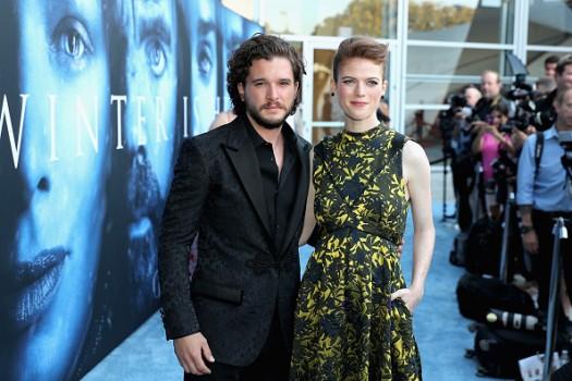 Actors Kit Harington and Rose Leslie attend the premiere of HBO's 'Game Of Thrones' season 7 at Walt Disney Concert Hall on July 12, 2017 in Los Angeles, California.