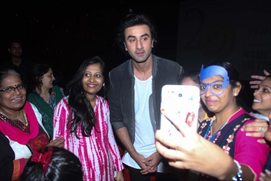 Bollywood film actor Ranbir Kapoor interacts with kids at a special screening of Jagga Jasoos. Ranbir Kapoor,actor Ranbir Kapoor,Jagga Jasoos,Jagga Jasoos special screening,Jagga Jasoos special screening for Kids