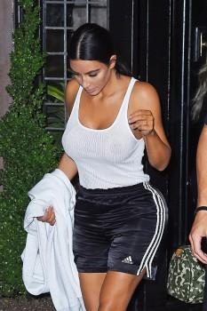 Kim Kardashian looked as glamorous as ever as she stepped out in in sheer white tank top.