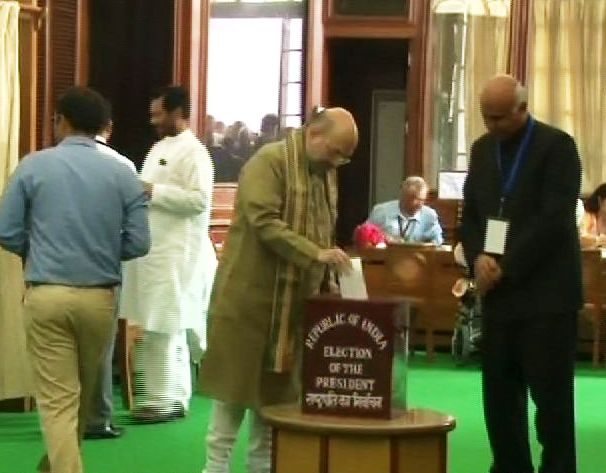 Shah, who is an MLA from Gujarat and was allowed to cast his vote in Parliament, also used his franchise. All elected MPs and member of legislative assemblies are eligible to vote and elect the successor of Pranab Mukherjee, who demits office on July 25. Narendra Modi,Amit Shah,Narendra Modi and Amit Shah,Presidential election,Indian presidential election 2017,Presidential election 2017,14th President