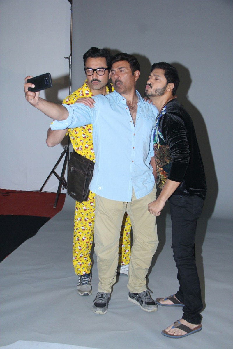 Bobby Deol, Sunny Deol and Shreyas Talpade during a promotional photoshoot for their upcoming film "Poster Boys". Bobby Deol and Sunny Deol,Bobby Deol,Sunny Deol,Poshter Boyz,Poshter Boyz promotion,Poshter Boyz movie promotion,Shreyas Talpade