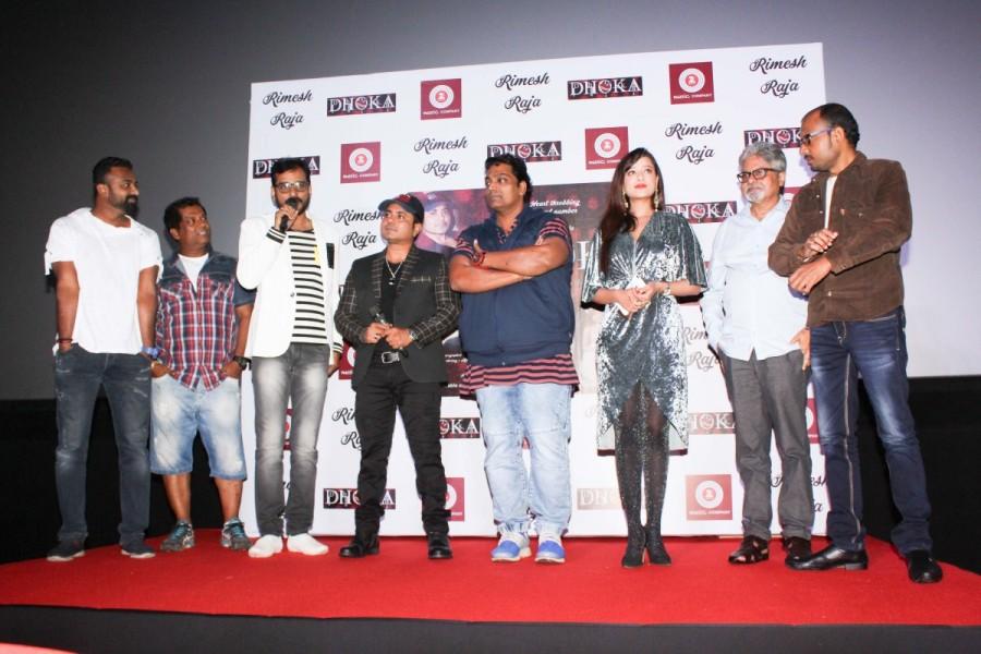 Playback singer and music producer Rimesh Raja, choreographer Ganesh Acharya and actress Madalsa Sharma during the song launch "Dhoka" in Mumbai. Dhoka song launch,Dhoka song,Dhoka,Rimesh Raja,Ganesh Acharya,Madalsa Sharma,Dhoka song launch pics,Dhoka song launch images,Dhoka song launch stills,Dhoka song launch pictures,Dhoka song launch photos