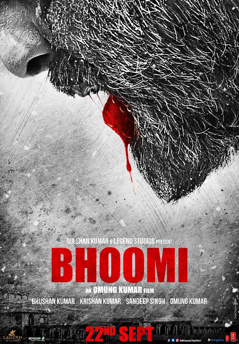 We are positive the audience will see Sanjay as never seen before," Bhushan said. Sandeep added: "Baba's (Sanjay) fans have been waiting for a very long time and I think they are not going to be disappointed. This (teaser) poster is just the first tiny step towards unveiling ‘Bhoomi'." "Bhoomi" is slated to release on September 22. Sanjay Dutt,actor Sanjay Dutt,Bhoomi first look poster,Bhoomi first look,Bhoomi poster,Bhoomi movie poster,Bollywood movie Bhoomi,Bollywood Bhoomi