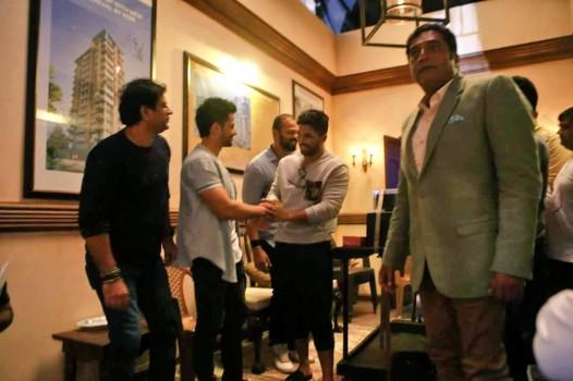 Actor Allu Arjun meets Rohit Shetty, Tushar Kapoor, Kunal Khemu on Golmaal Again sets in Mumbai.
