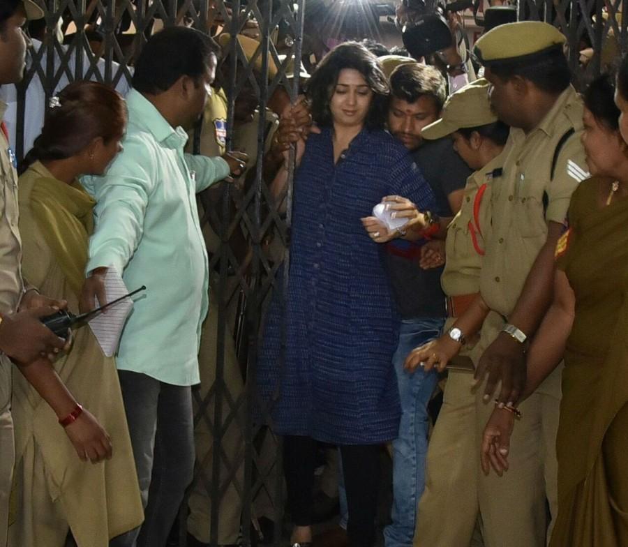 Actress Charmme Kaur on Wednesday appeared before the Special Investigation Team (SIT) of Telangana's Excise Department probing the Hyderabad drug racket. Accompanied by her lawyer and bouncers, Charmme reached Abkari Bhavan, the office of Prohibition and Excise Department, around 10 a.m. She went there from the sets of "Paisa Vasool" of Puri Jagannadh who was questioned in the case last week. Hyderabad Drug Case,Charmme Kaur,Charmme,Charmme Kaur drug scandal,Charmme Kaur appears before SIT,SIT,Actress Charmme Kaur