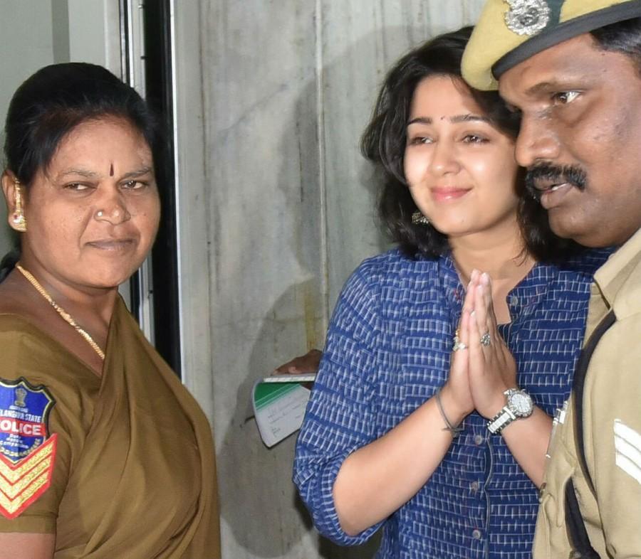 A four member-team of women officers questioned the actress on her alleged links with Calvin Mascrenhas, the kingpin of the racket. On a petition by the actress, the Hyderabad High Court had directed that she should be questioned by women officers between 10 a.m. and 5 p.m. The court also asked the SIT not to collect Charmme's blood, hair and nail samples without her consent. It, however, rejected her plea to allow the presence of her lawyer during the questioning. The officials hope to gather significant clues from Charmme. She is the seventh celebrity from Telugu film industry to appear before the SIT. Hyderabad Drug Case,Charmme Kaur,Charmme,Charmme Kaur drug scandal,Charmme Kaur appears before SIT,SIT,Actress Charmme Kaur