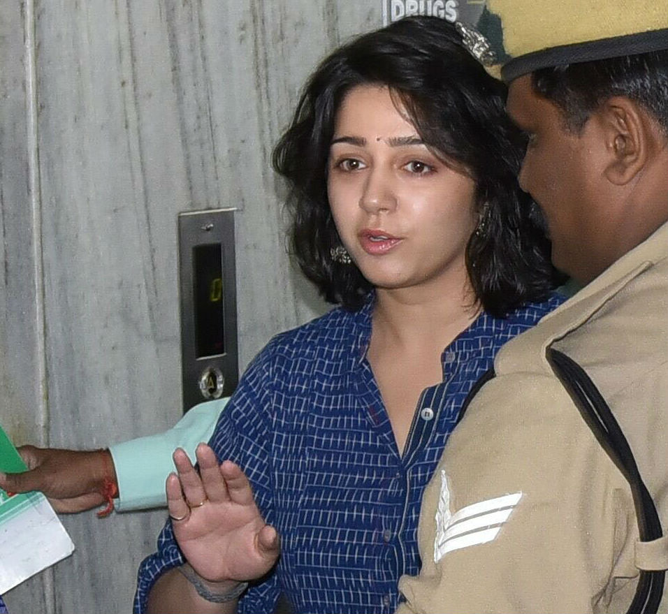 Charmme is one of the 12 personalities from Tollywood summoned by SIT for questioning in the drug racket which was busted here this month. The SIT has questioned six celebrities including actors Tarun and Navdeep and director Puri Jagannadh. Hyderabad Drug Case,Charmme Kaur,Charmme,Charmme Kaur drug scandal,Charmme Kaur appears before SIT,SIT,Actress Charmme Kaur