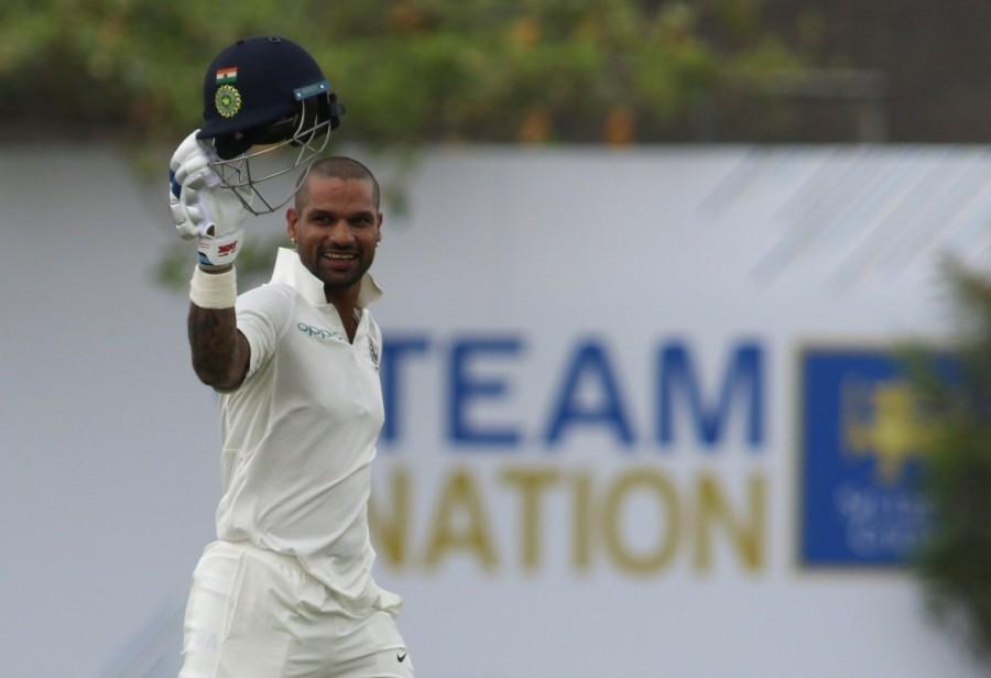 Shikhar Dhawan missed out on a maiden double century as India took the upper hand, piling on 282/2 at tea on the opening day of the first Test against Sri Lanka here on Wednesday. Dhawan smashed the rather ordinary Lankan bowling all around the Galle International Stadium, racing to 190 runs off 168 deliveries with 31 boundaries studding his hurricane innings. Shikhar Dhawan,India vs Sri Lanka 1st Test,India vs Sri Lanka,India vs Sri Lanka 1st Test Day 1,Shikhar Dhawan missed double century,Shikhar Dhawan century,India vs Sri Lanka 2017,india vs sri lanka live streaming