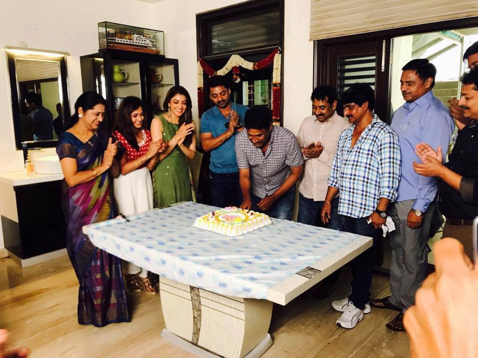Actress Kajal Agarwal, Nandamuri Kalyanram celebrate director Upendra Madhav birthday on MLA sets. Kajal Agarwal,Nandamuri Kalyanram,director Upendra Madhav,Upendra Madhav,Upendra Madhav birthday,Upendra Madhav birthday celebrations,MLA sets,MLA movie sets