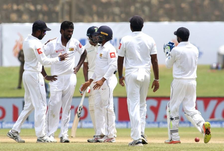 Incoming batsman Umesh Yadav stayed unbeaten on 11 runs off 10 balls at the end. Hardik Pandya,Mohammad Shami,India vs Sri Lanka 1st Test,India vs Sri Lanka,India vs Sri Lanka 2017
