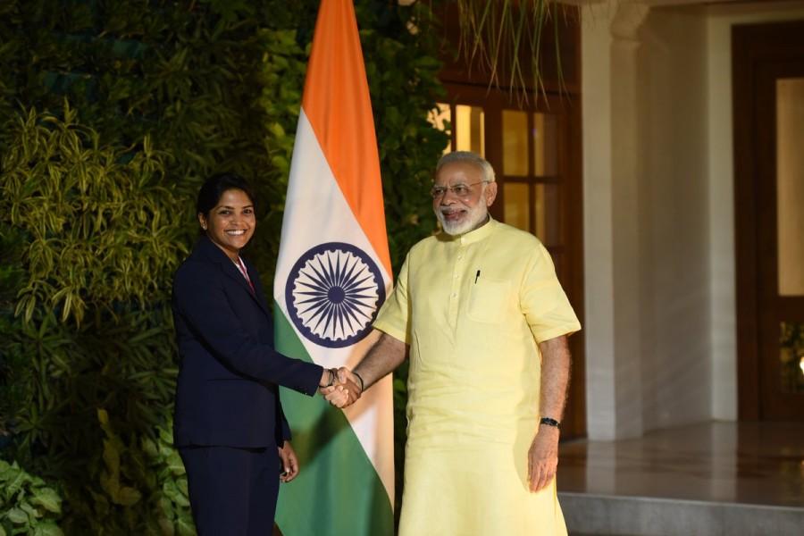 Modi tweeted: Shikha Pandey is a promising player who made India proud in the recently concluded World Cup. PM Narendra Modi,Narendra Modi,Indian women cricketers,Poonam Raut,Mansi Joshi,Poonam Yadav,Rajeshwari Gayakwad,Jhulan Goswami,Shikha Pandey