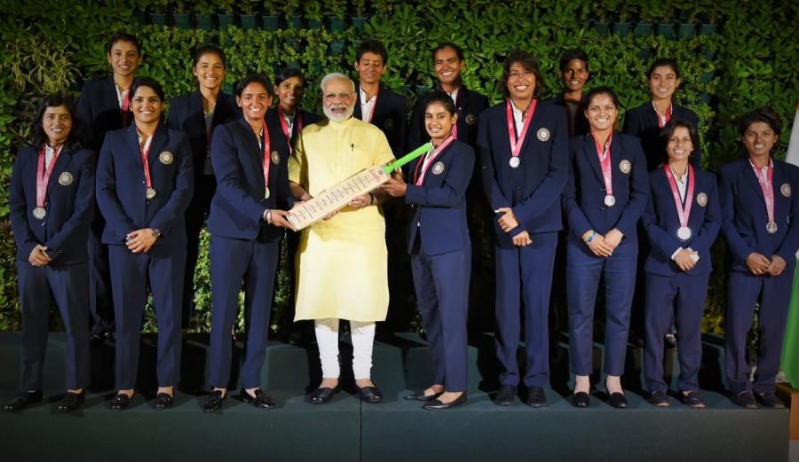 Modi tweeted: Had a wonderful interaction with the Indian cricket team that took part in the women's cricket world cup. @BCCIWomen PM Narendra Modi,Narendra Modi,Indian women cricketers,Poonam Raut,Mansi Joshi,Poonam Yadav,Rajeshwari Gayakwad,Jhulan Goswami,Shikha Pandey