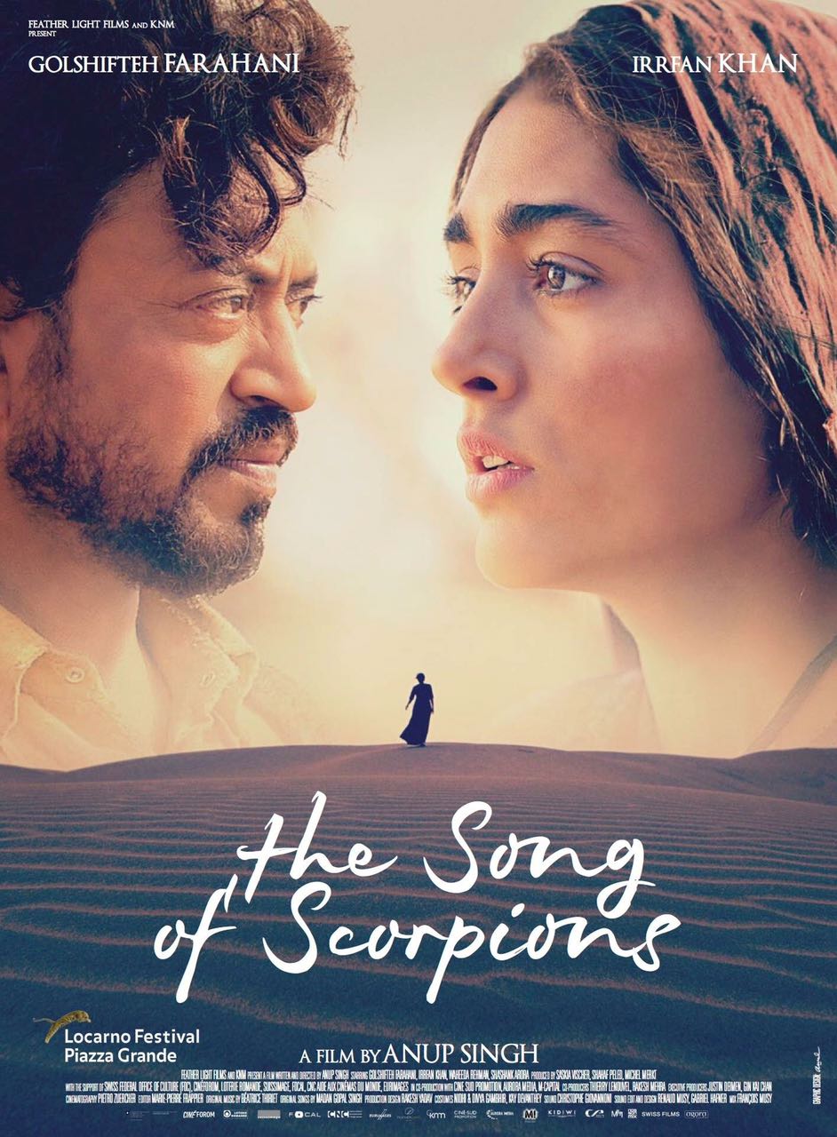 Irrfan's next international venture The Song of Scorpions will soon have its official world premiere at the prestigious Locarno International Film Festival. Just ahead of the premiere, the film's new poster has been released. The film's starcast includes Irrfan, Golshifteh Farahani and Waheeda Rahman. This marks yet another collaboration of the talented duo of director Anup Singh and Irrfan after the critically acclaimed Qissa. Irrfan Khan,The Song Of Scorpions,Irrfan Khan hollywood movie,Irrfan Khan hollywood film,Locarno International Film Festival