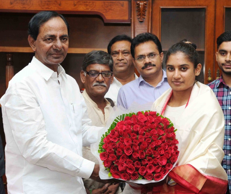 Telangana Chief Minister K Chandrasekhar Rao on Friday announced cash prize of Rs 1 crore for Indian women cricket team captain Mithali Raj. He also announced that a 600 square yard house plot would also given to her in posh Banjara Hills area of the city. Mithali Raj,K Chandrasekhar Rao,captain Mithali Raj,house for Mithali Raj