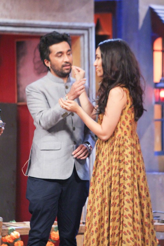 Bollywood actress Shraddha Kapoor ties rakhi to brother Siddhant Kapoor on the sets of The Drama Company during Haseena Parkar promotion. Raksha Bandhan,Shraddha Kapoor ties rakhi to Siddhant,Siddhant Kapoor,Shraddha Kapoor,The Drama Company set,The Drama Company