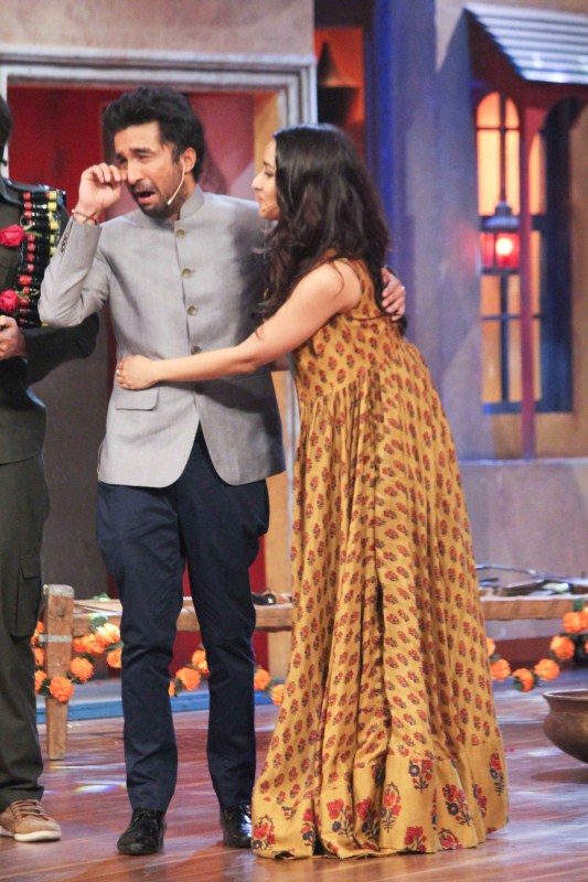 Bollywood actress Shraddha Kapoor ties rakhi to brother Siddhant Kapoor on the sets of The Drama Company during Haseena Parkar promotion on 31st July 2017. Raksha Bandhan,Shraddha Kapoor ties rakhi to Siddhant,Siddhant Kapoor,Shraddha Kapoor,The Drama Company set,The Drama Company
