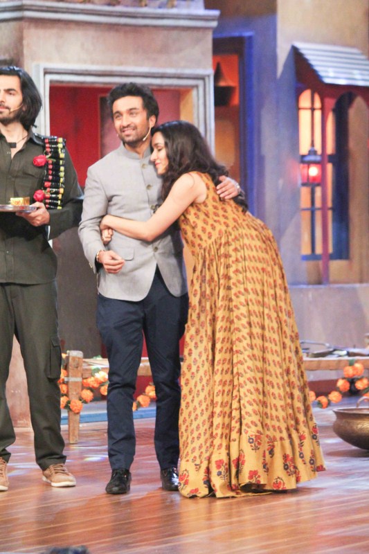 Bollywood film actress Shraddha Kapoor ties rakhi to brother Siddhant Kapoor on the sets of The Drama Company during Haseena Parkar promotion on 31st July 2017. Raksha Bandhan,Shraddha Kapoor ties rakhi to Siddhant,Siddhant Kapoor,Shraddha Kapoor,The Drama Company set,The Drama Company