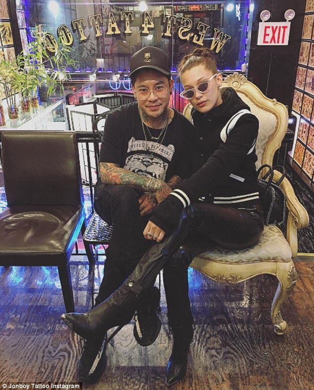 JonBoy opted to let the tattoo do the talking as he simply tagged the star in the post. Bella Hadid,Bella Hadid rose tattoo,Bella Hadid tattoo,JonBoy,artist JonBoy,bella hadid instagram,bella hadid sexy photo,bella hadid bikini